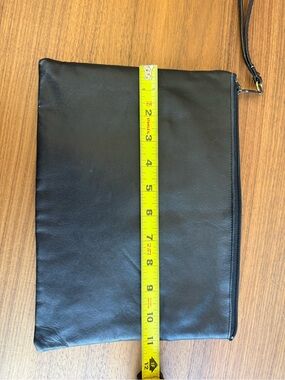 Black Leather Zip Wristlet Pouch
